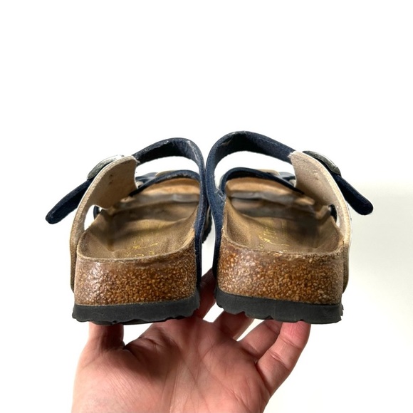 Papillio Birkenstock Pisa Navy Floral Print Leather Strappy Footbed Sandals - Picture 6 of 8